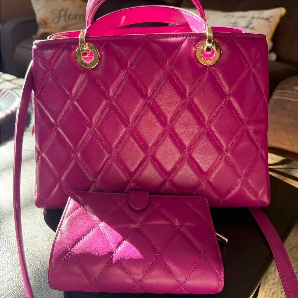 Kate Spade Fuchsia Quilted Shoulder Bag Set - Picture 2 of 10